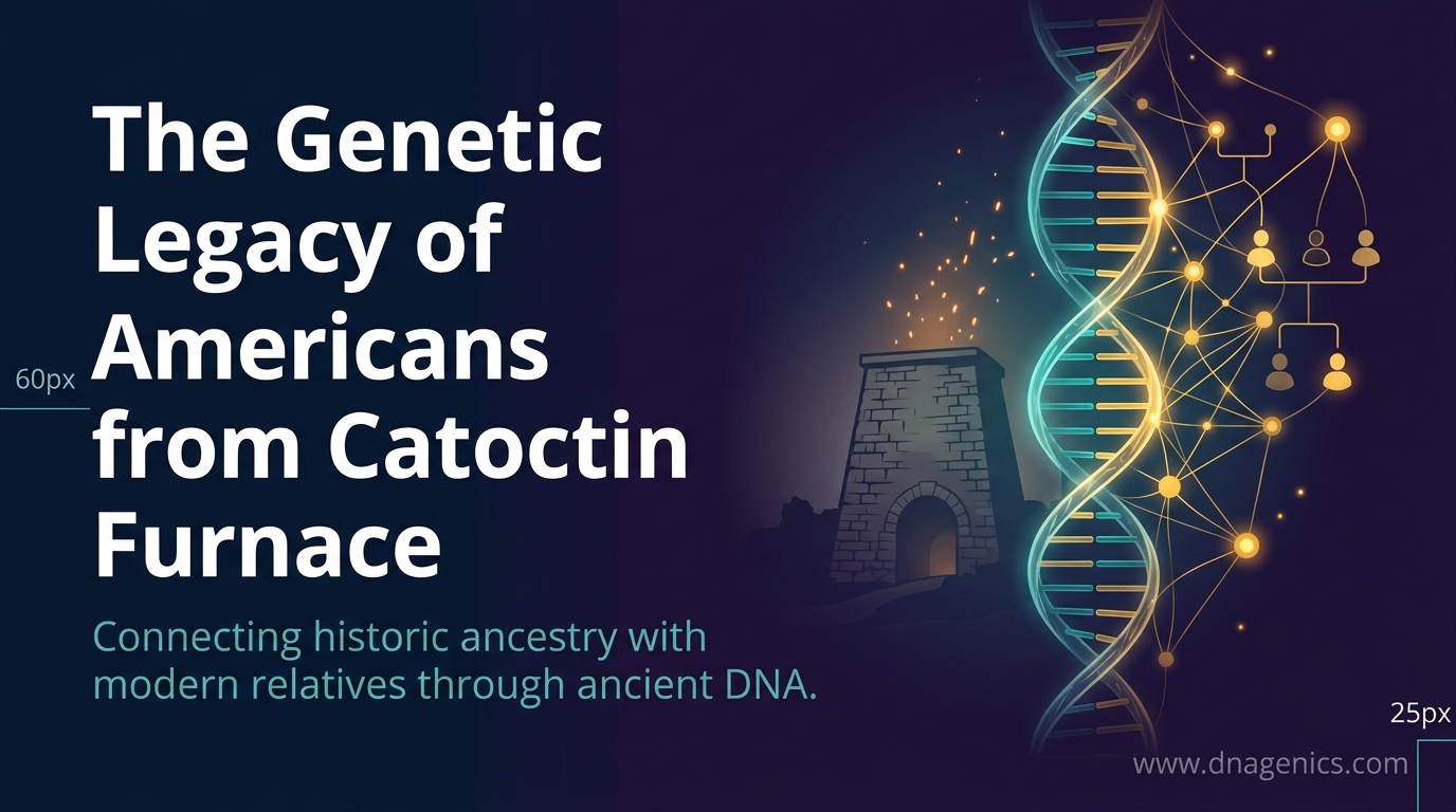 Genetic network visualization showing African and European ancestry links to Catoctin Furnace descendants