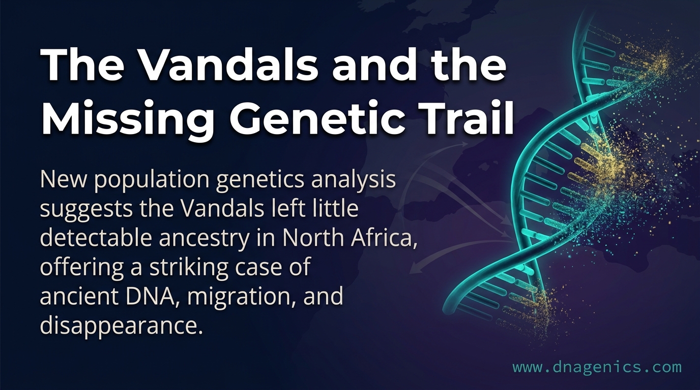 Ancient DNA and migration map showing Vandal movement from northern Europe to North Africa