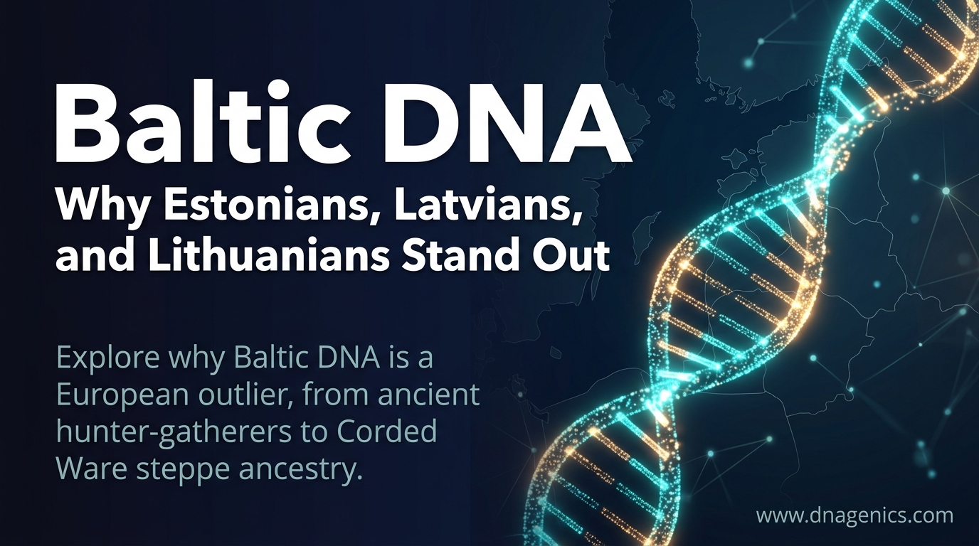 Map of the Baltic region showing Estonia, Latvia, and Lithuania with ancient DNA ancestry layers