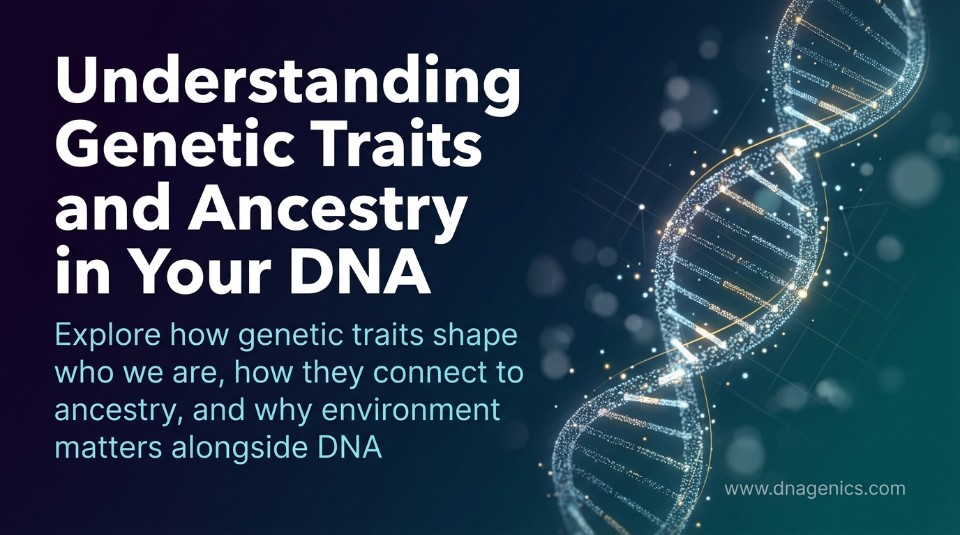 Diagram of inheritance showing DNA and genetic traits across generations