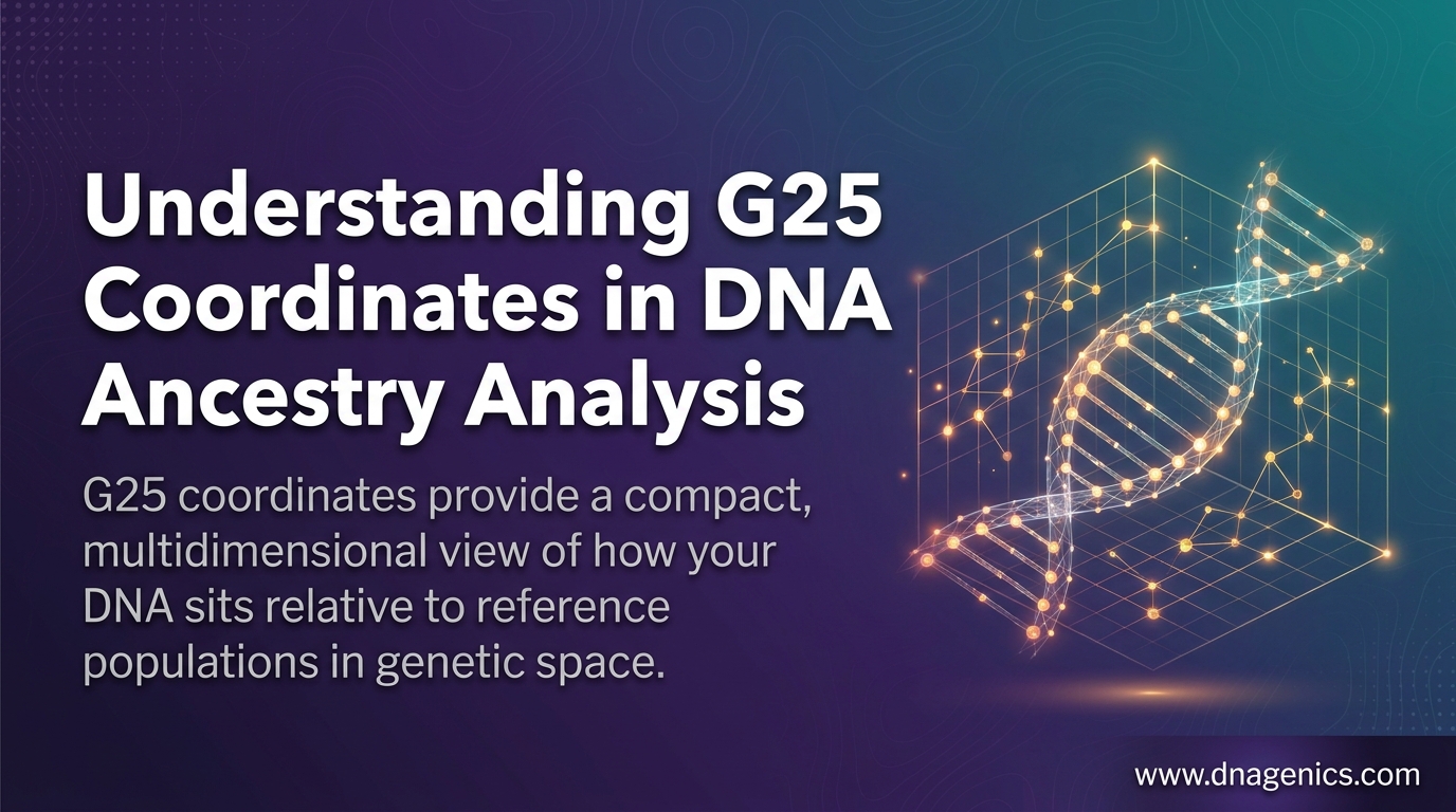 Illustration of G25 coordinate space showing genetic proximity between populations
