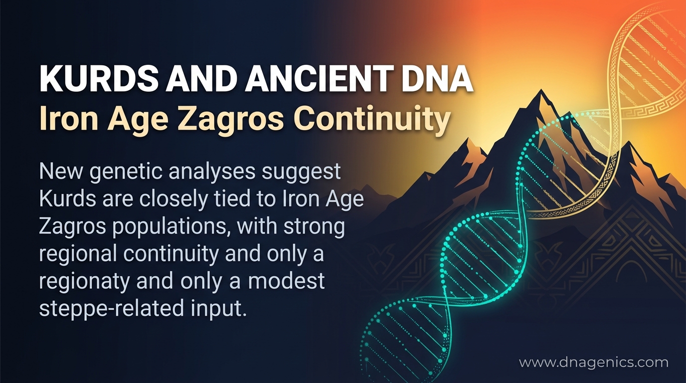Map of the Zagros Mountains showing ancient DNA continuity among Kurdish and Iron Age populations