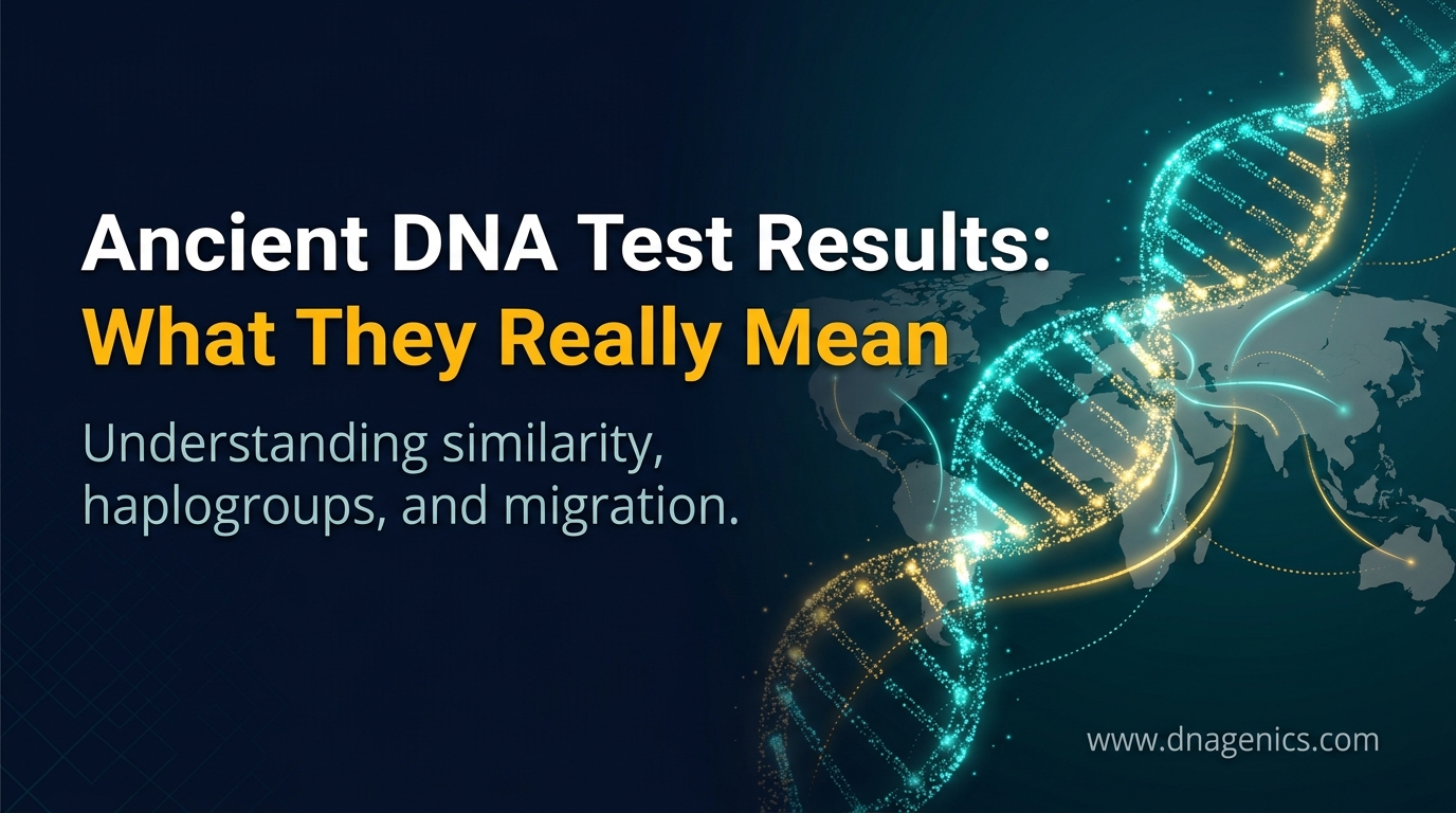 Ancient DNA test results interpreted through population genetics, haplogroups, and migration history