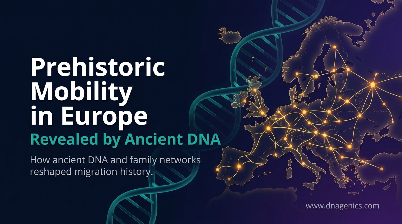 Ancient DNA migration map showing prehistoric family networks across Europe