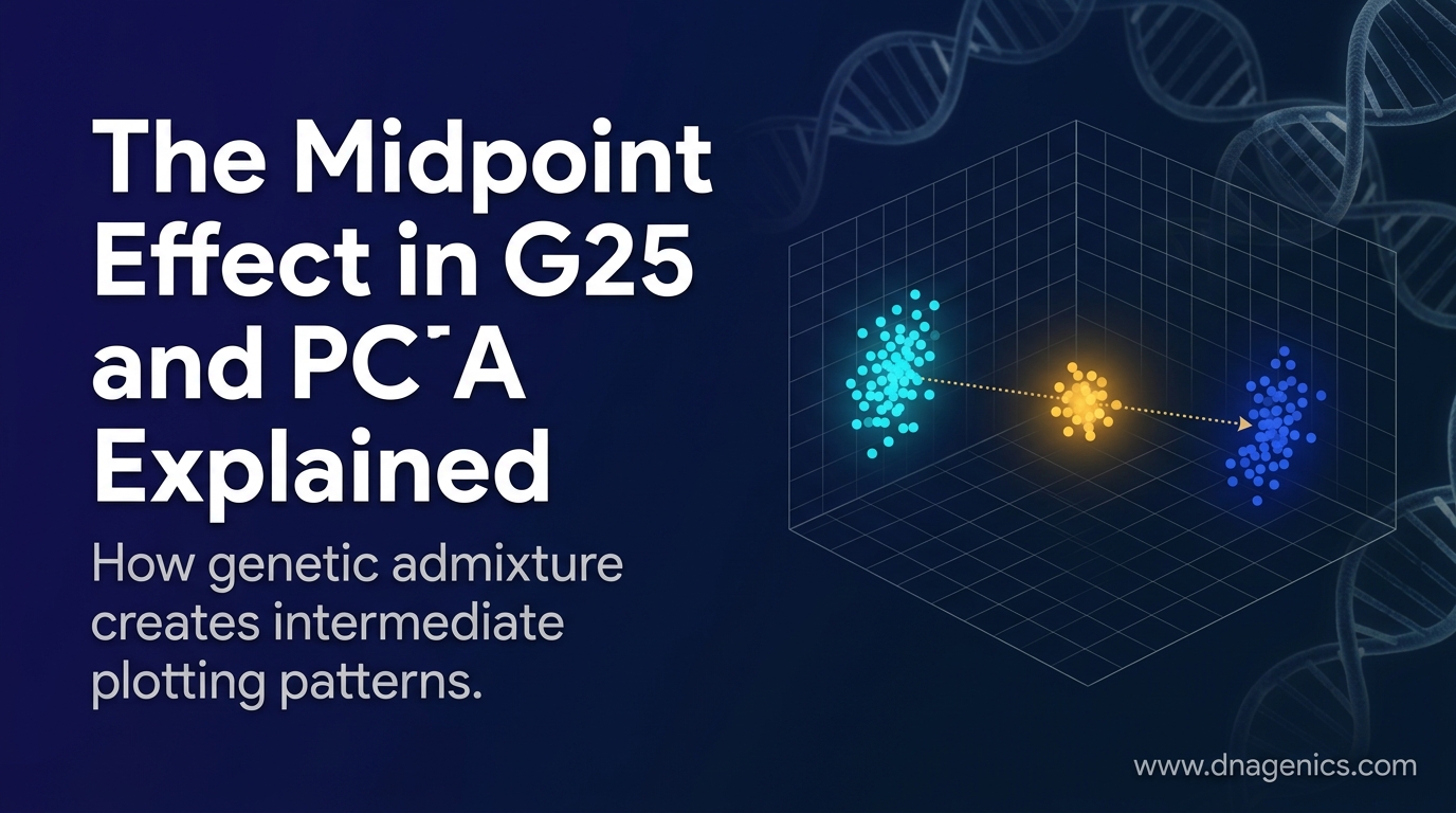 PCA and G25 ancestry plot showing admixed populations positioned between source groups