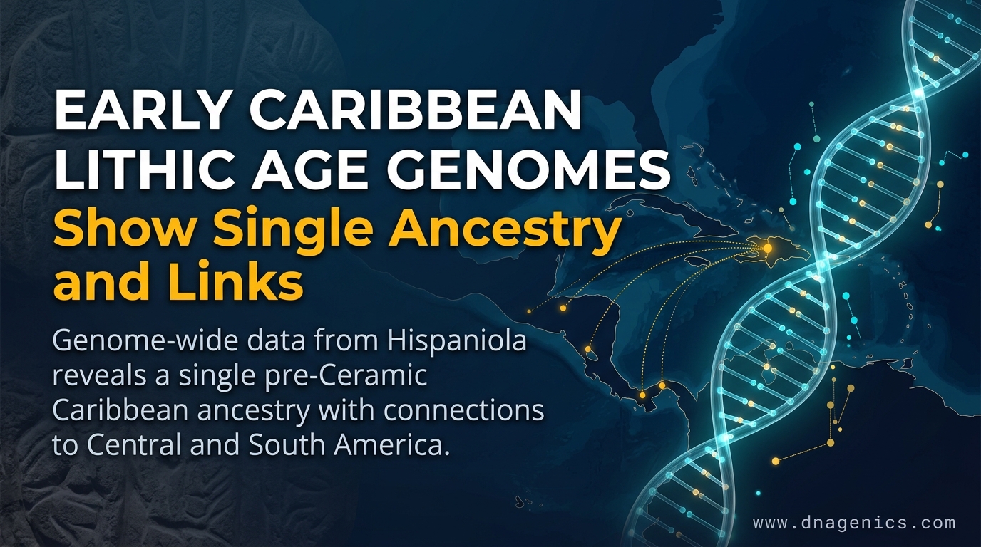 Map of pre-Ceramic Caribbean ancestry showing continuity across Hispaniola and Cuba