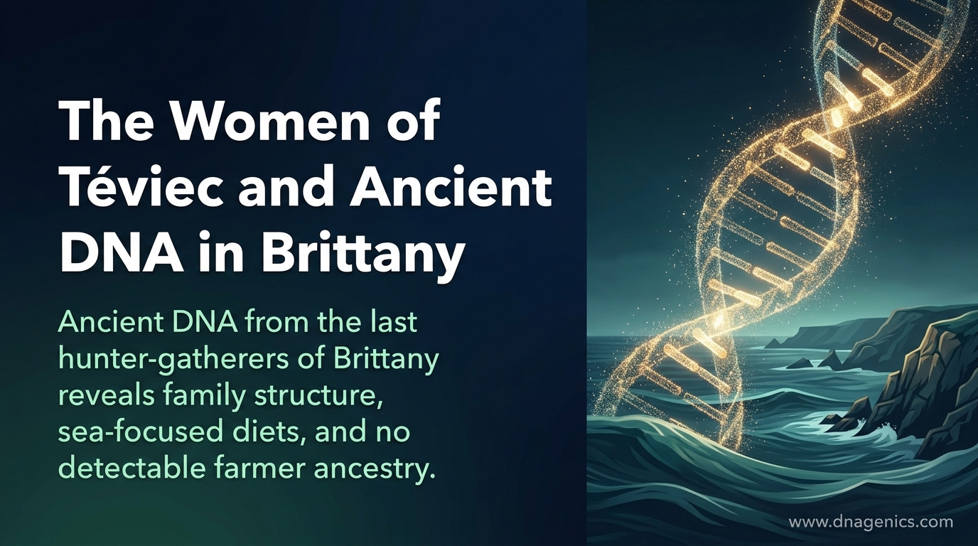 Illustration of two Late Mesolithic women from the Breton coast with shell ornaments and deer antler motifs