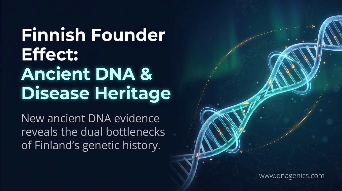 Ancient DNA map of Finland showing founder effect, migration routes, and regional ancestry patterns