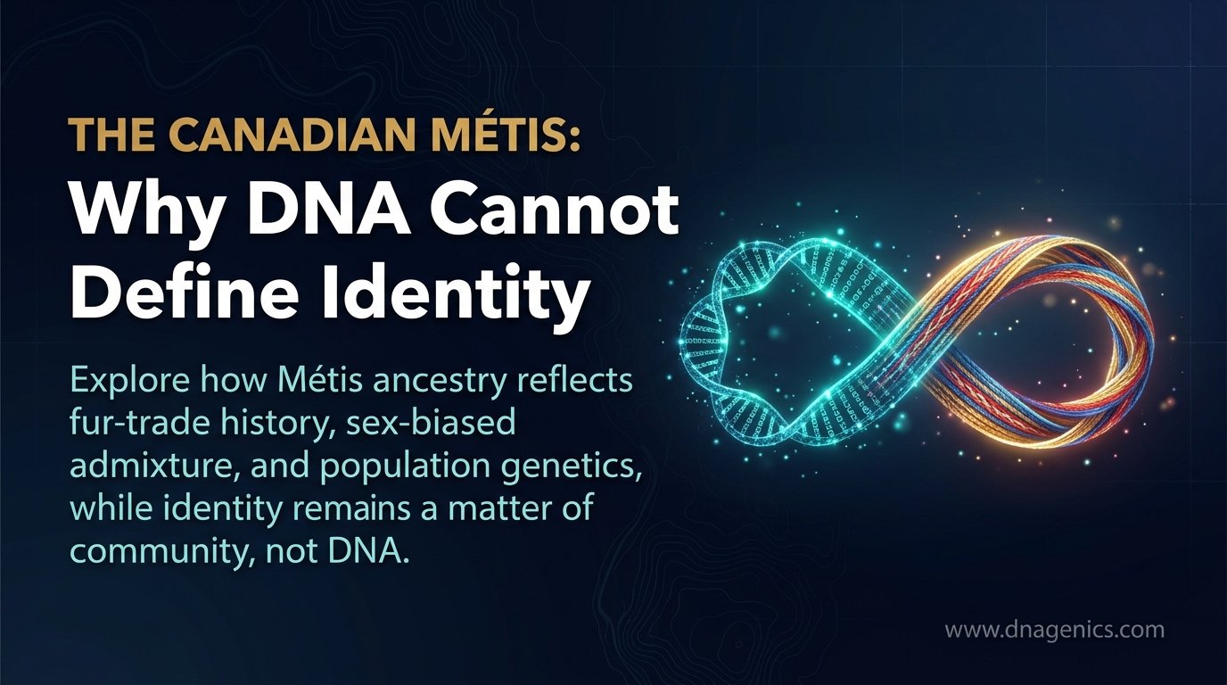 Illustration of Métis history, DNA ancestry, Indigenous and European migration, and population genetics