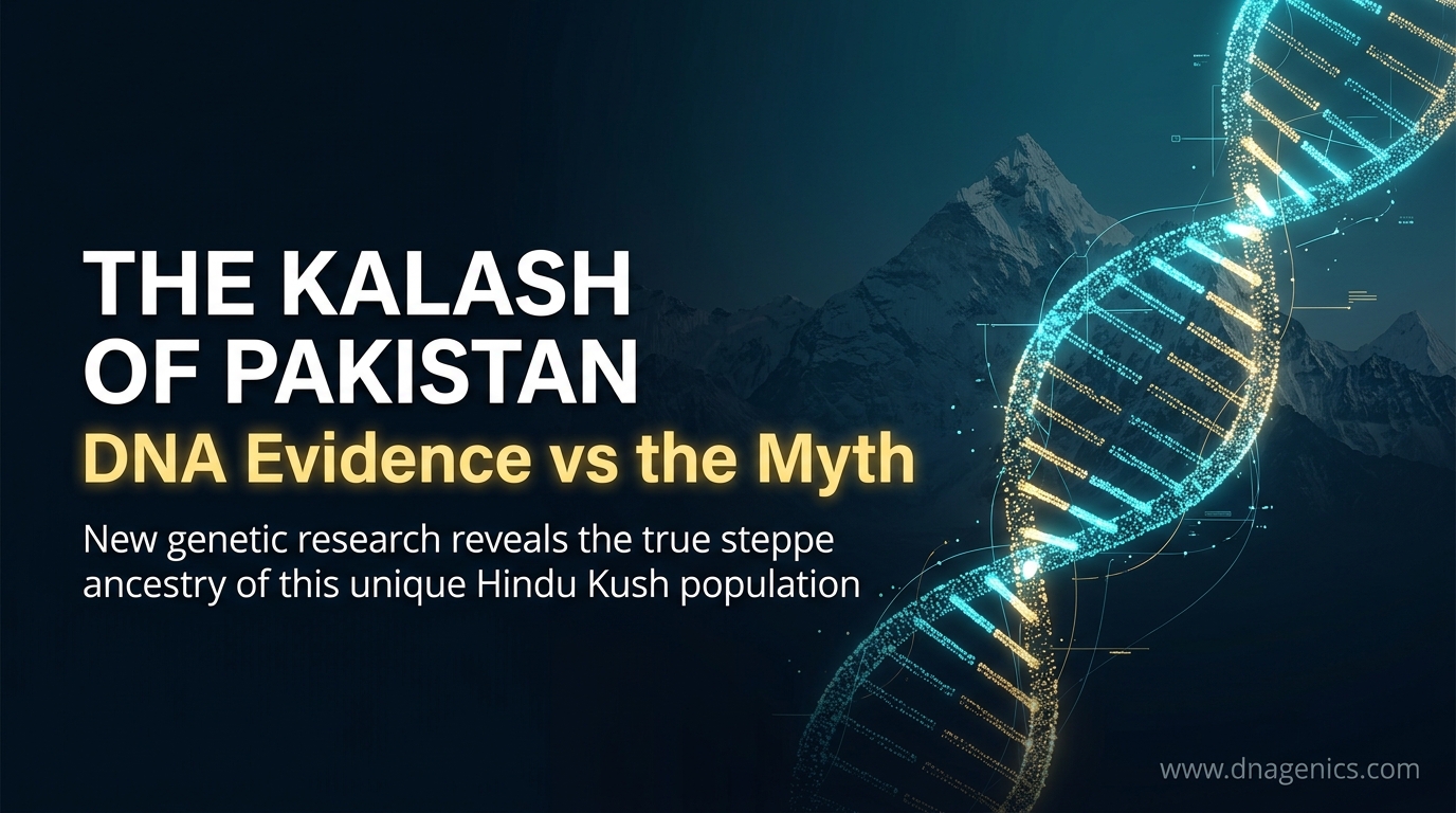Mountains of the Hindu Kush in Pakistan, home to the Kalash population and their distinctive ancestry history.