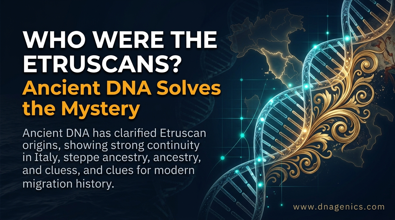 Ancient Etruscan burial art and Italian DNA ancestry concept