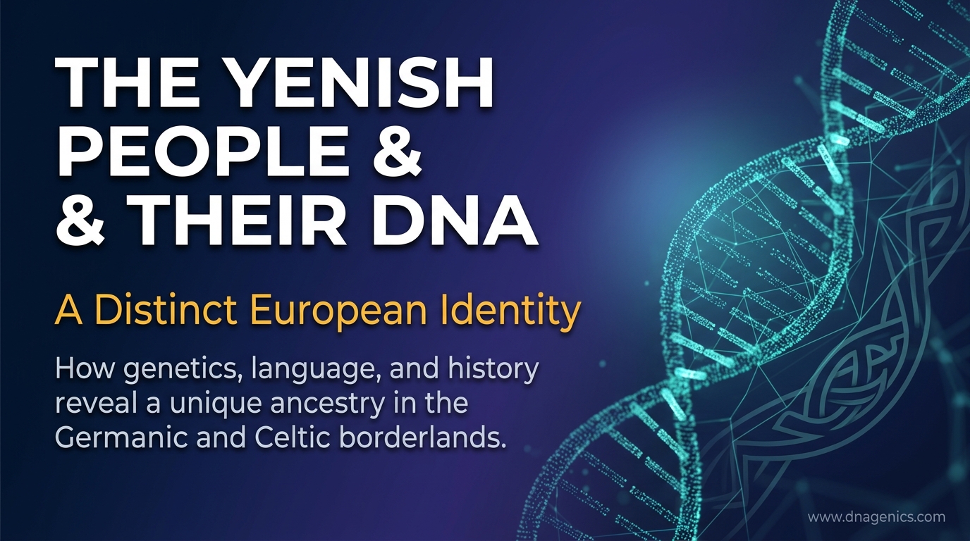 Illustration of Yenish heritage, European migration routes, and DNA ancestry analysis