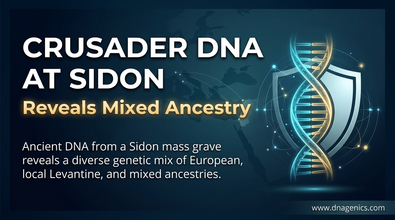 Ancient DNA analysis of Crusader-era skeletons from a mass grave in Sidon, highlighting mixed Levantine and European ancestry
