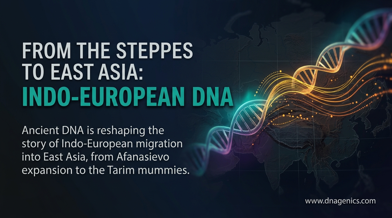 Ancient DNA map showing Indo-European migration across the Eurasian steppe into East Asia