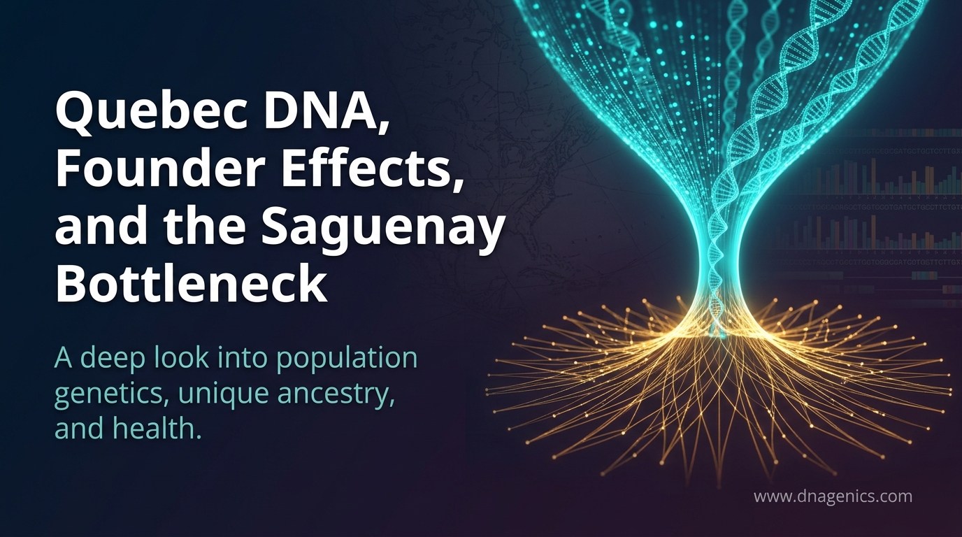 Map of Quebec founder populations and DNA ancestry connections