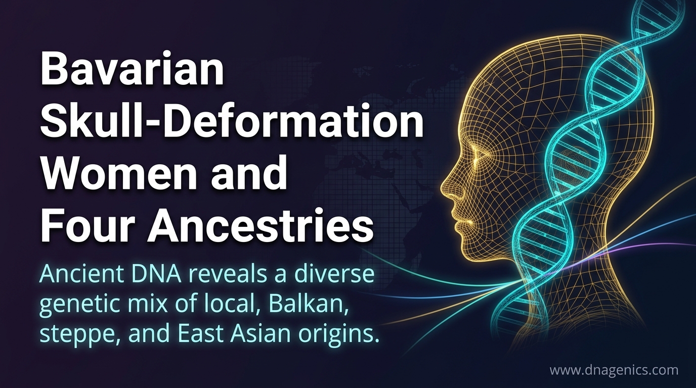 Ancient Bavarian burial site with skull-deformation findings and ancestry analysis graphics
