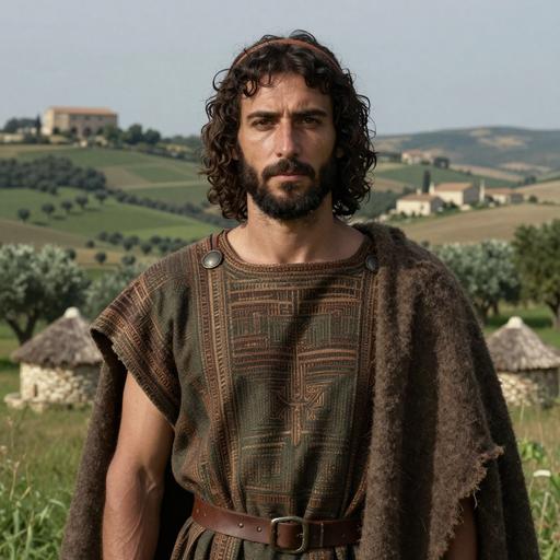 Portrait of ancient individual SGR001 from Italy, dated 668 CE - 774 CE