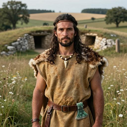 Portrait of ancient individual 2H17 from France, dated 3338 BCE - 3031 BCE