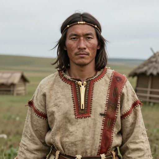 Portrait of ancient individual LM16 from Russia, dated 4935 BCE - 4729 BCE