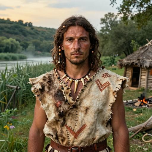 Portrait of ancient individual VLASA32 from Serbia, dated 8298 BCE - 8245 BCE