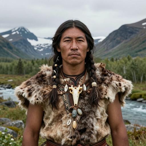 Portrait of ancient individual KMT003 from Russia, dated 774 CE - 1013 CE