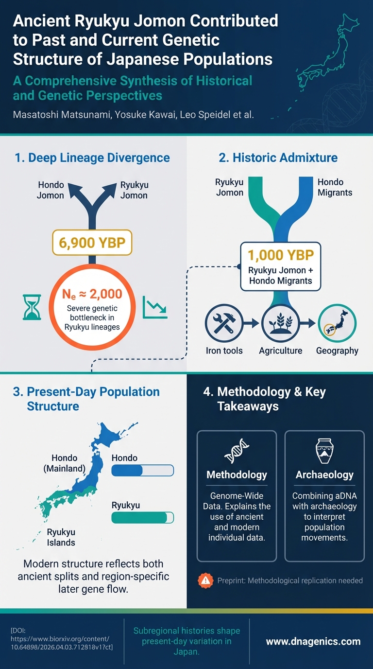 Map of Ryukyu Archipelago showing Jomon and modern Japanese genetic diversity