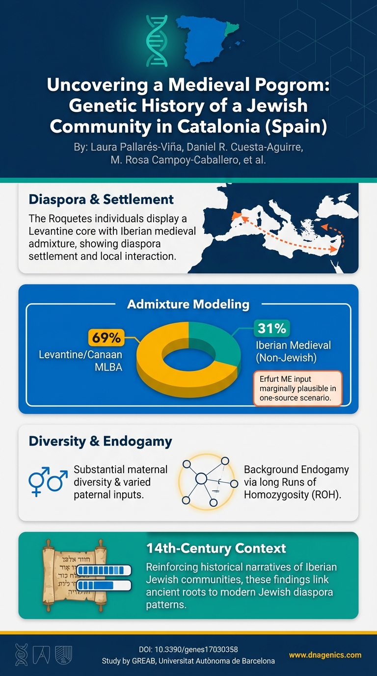 Genomic portrait of Roquetes medieval Catalan Jews linking Levantine and Iberian ancestries
